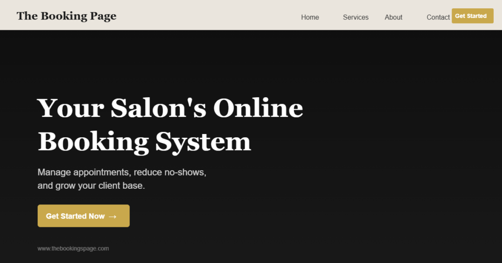 Screenshot of The Booking Page website built with Hostinger Horizon